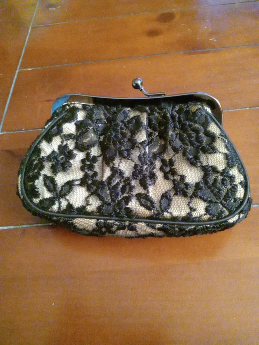 BLACK BANANA REPUBLIC Women's Lace CLUTCH HAND BAG/PURSE...Luxury
